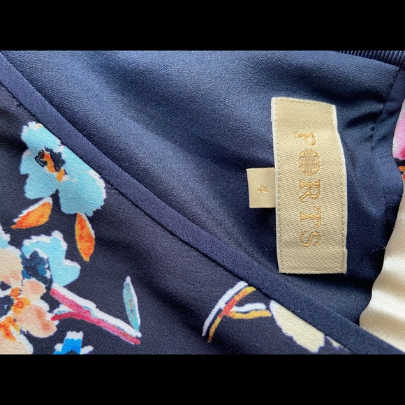 Ports Women Silky Floral Flutter Navy Dress 4 - Picture 4 of 4